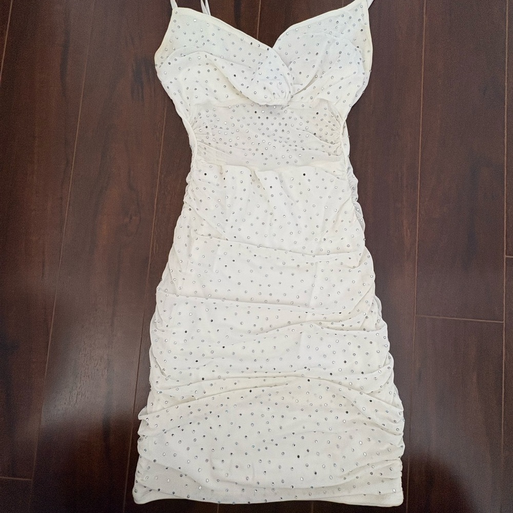 Elegant White Dress with Rhinestone Accents